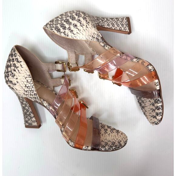 LOUISE ET CIE Isoldah Heels Size 6 Leather Strappy Buckle Leather‎ Caged Pump - Picture 8 of 11